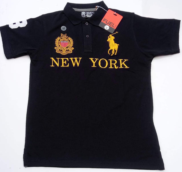 Navy Blue - New York T shirt with Gold Logo