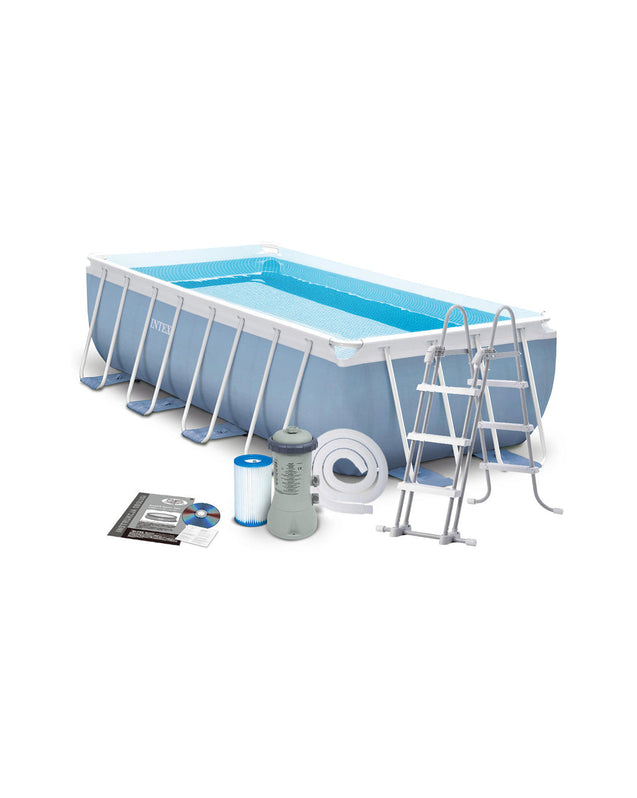 INTEX Prism frame Pool (3.0m x 1.75m x 0.8m) Rectangular With Filter Pump & Ladder