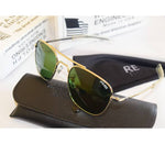 RE AVIATORS SUNGLASS USA, SILVER FRAME & GREEN LENSE